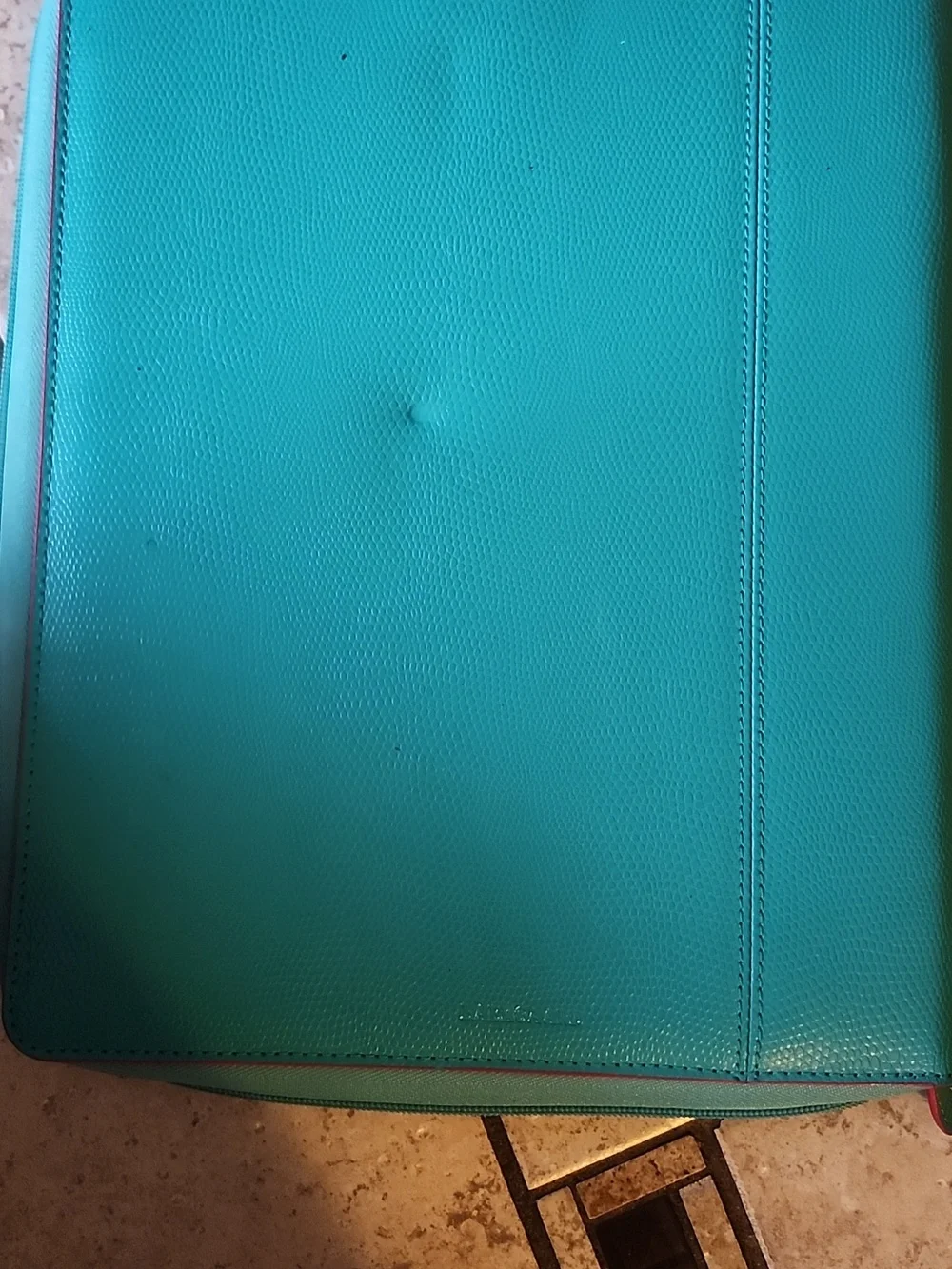 Baekgaard Teal Croc Embossed Leather Zipper Binder